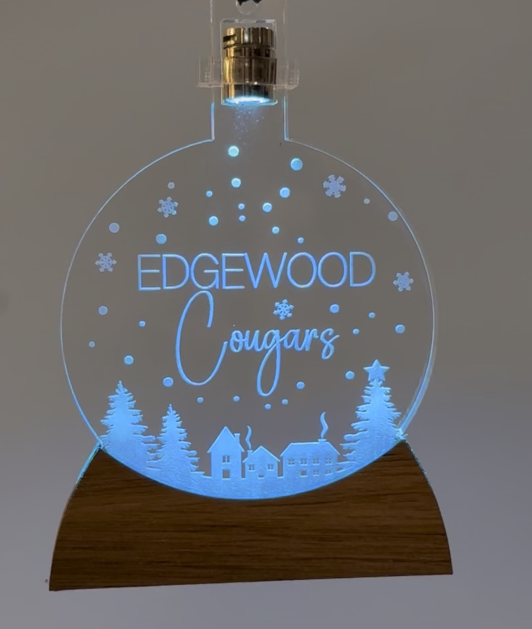 Edgewood Cougars Snow Globe Ornament