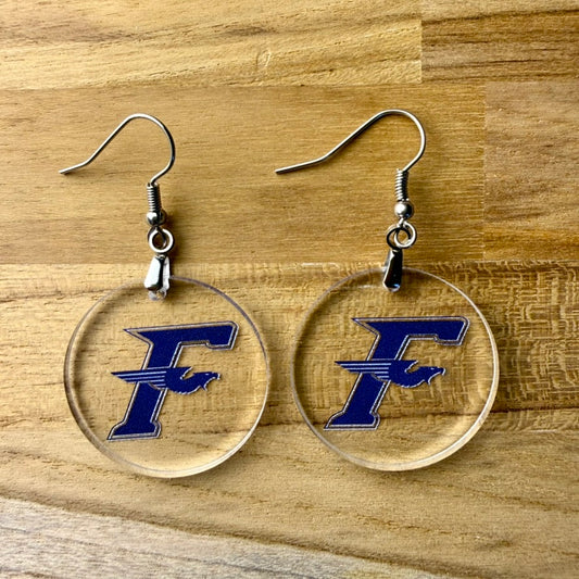 Firebird "F"  Dangle Earrings