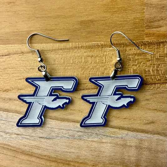 Mirror Core Acrylic Firebird "F" Earrings