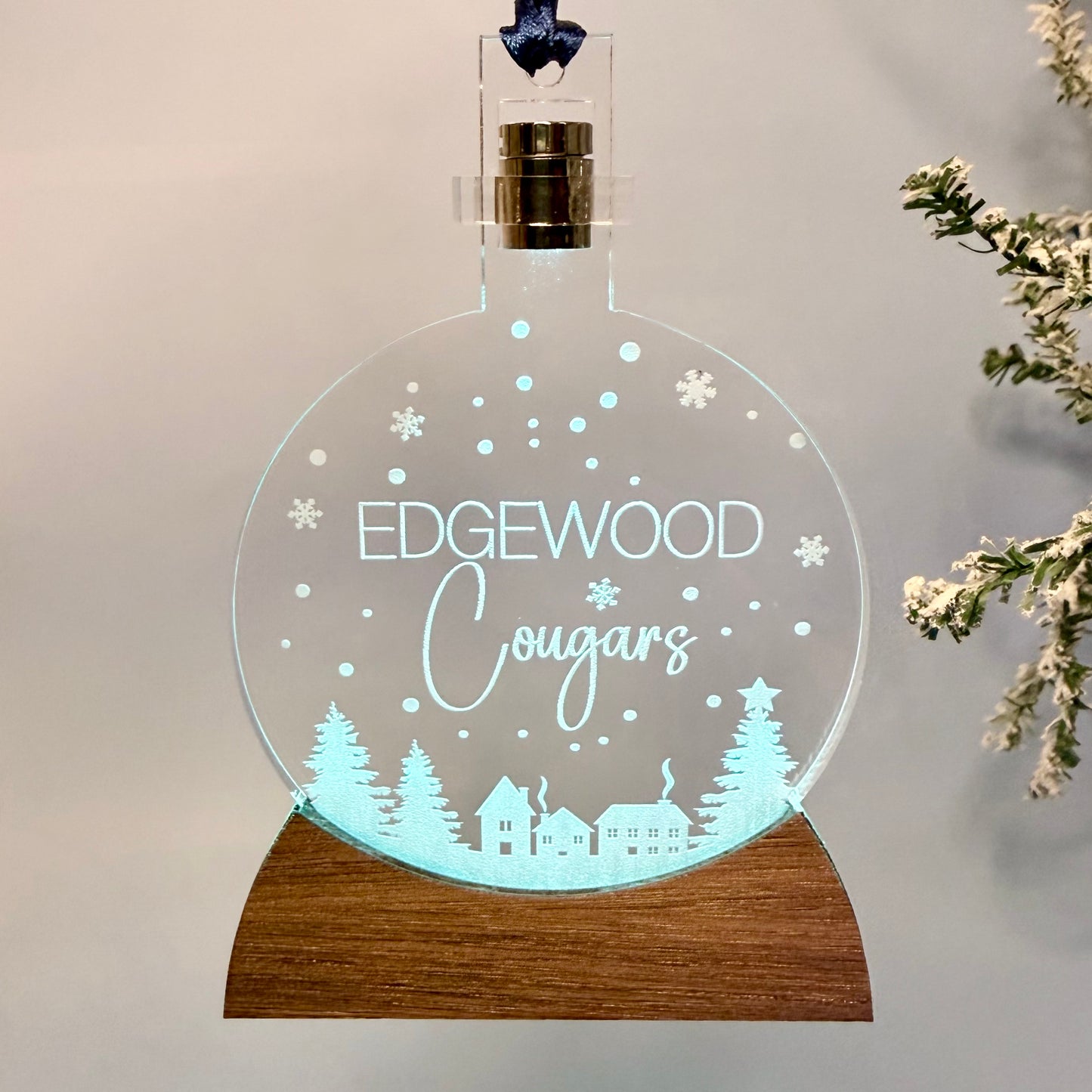 Edgewood Cougars Snow Globe Ornament