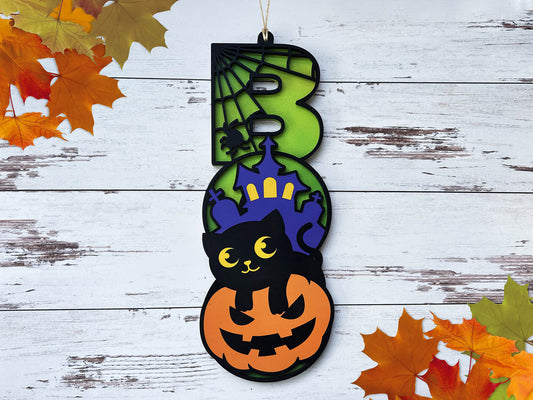 Boo Sign with Cat and Castle