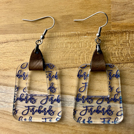 Clear Acrylic and Leather Earrings