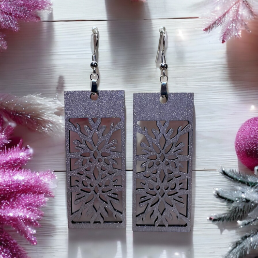 Pink Snowflake Earrings