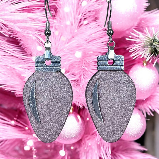 Metallic Pink Holiday Light Earrings