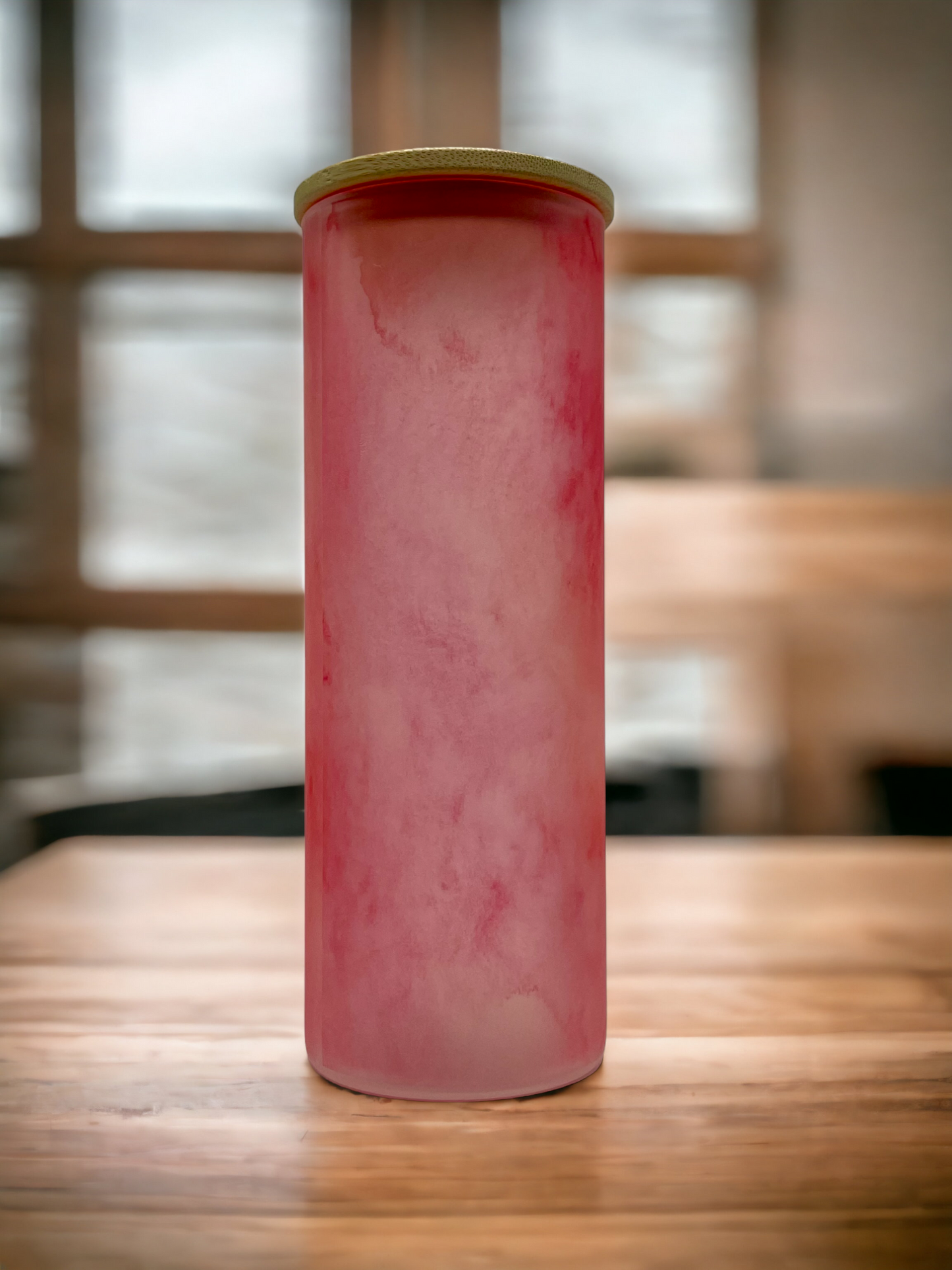 Coral Watercolor 25oz. Frosted Glass Tumbler