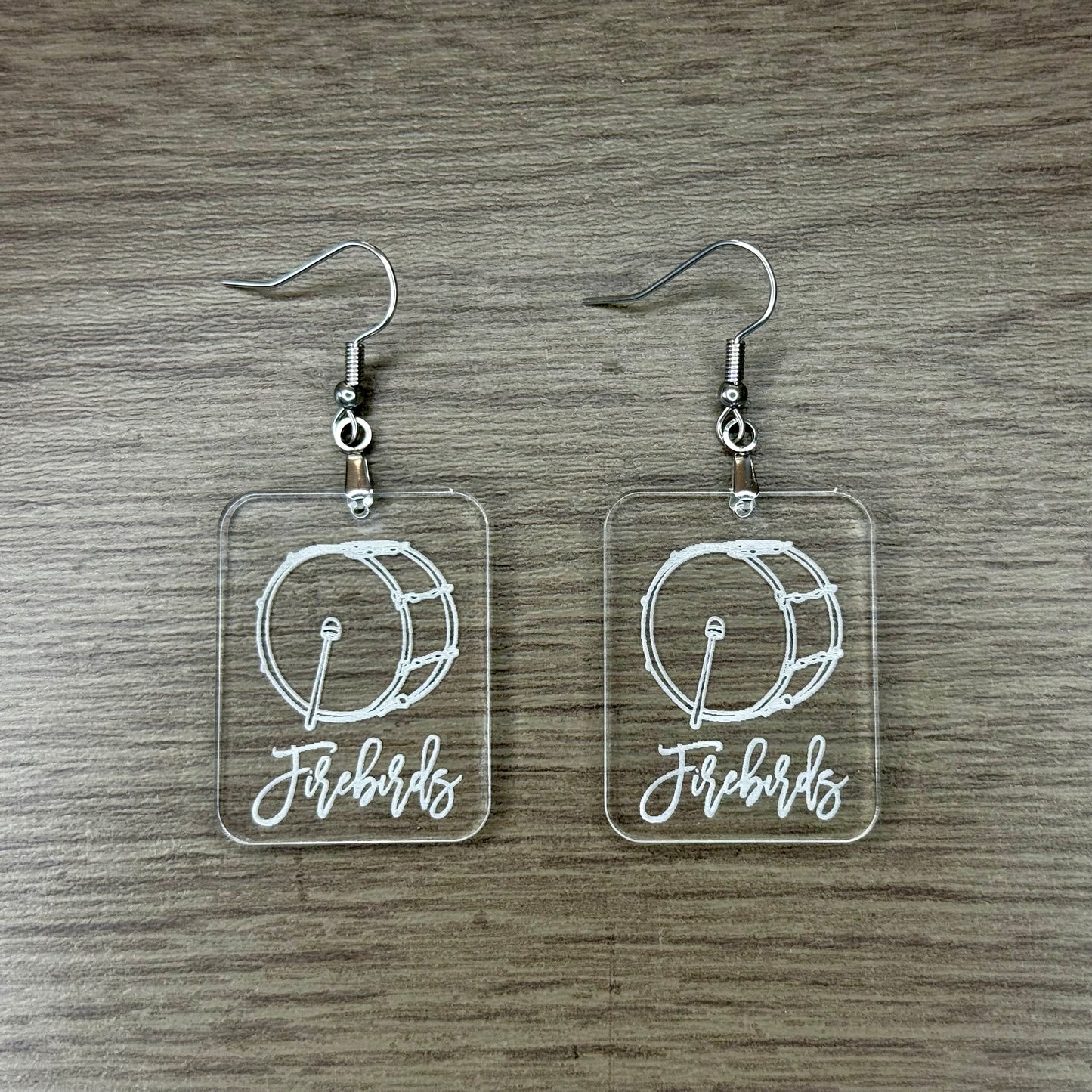 Reversed Engraved Instrument Earrings