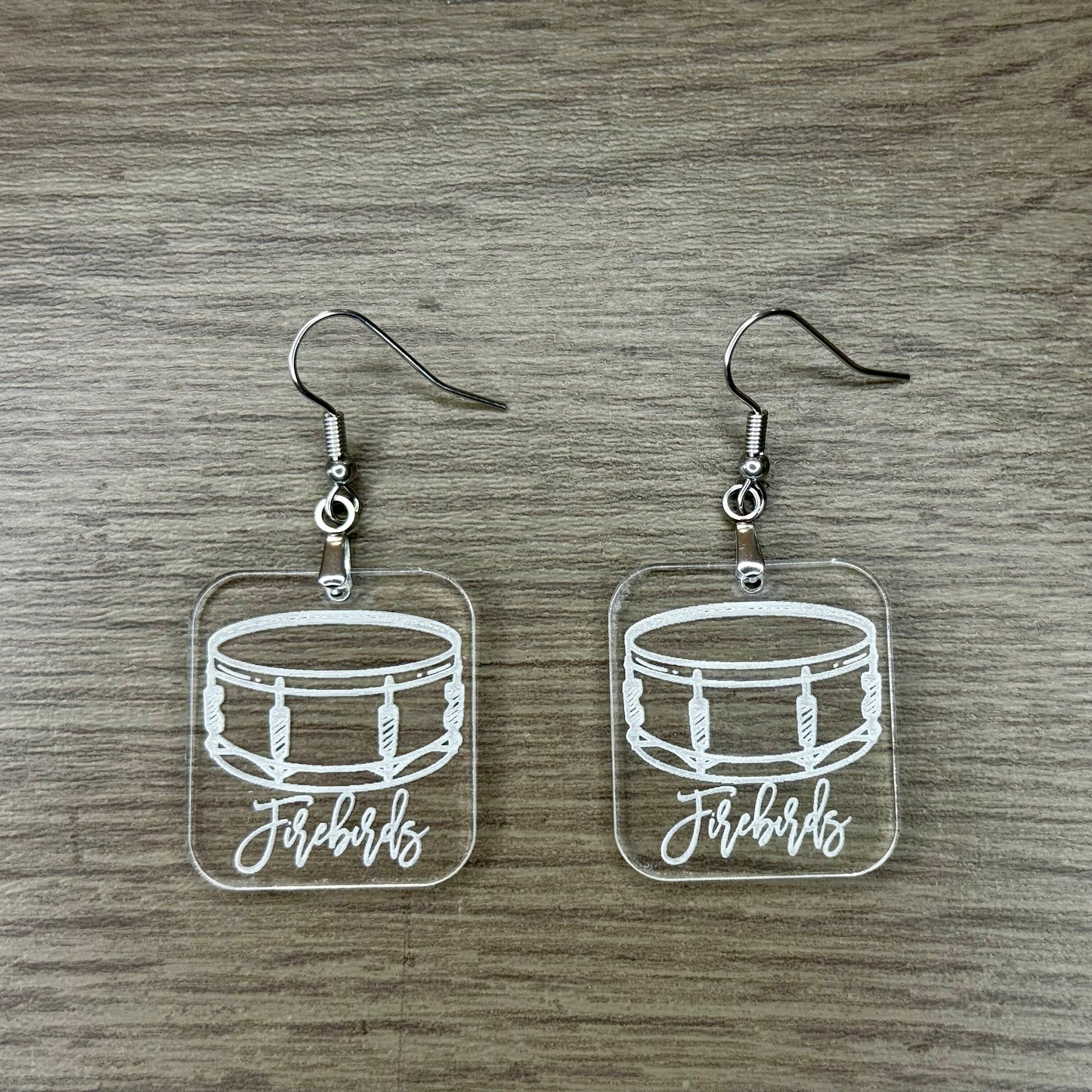 Reversed Engraved Instrument Earrings