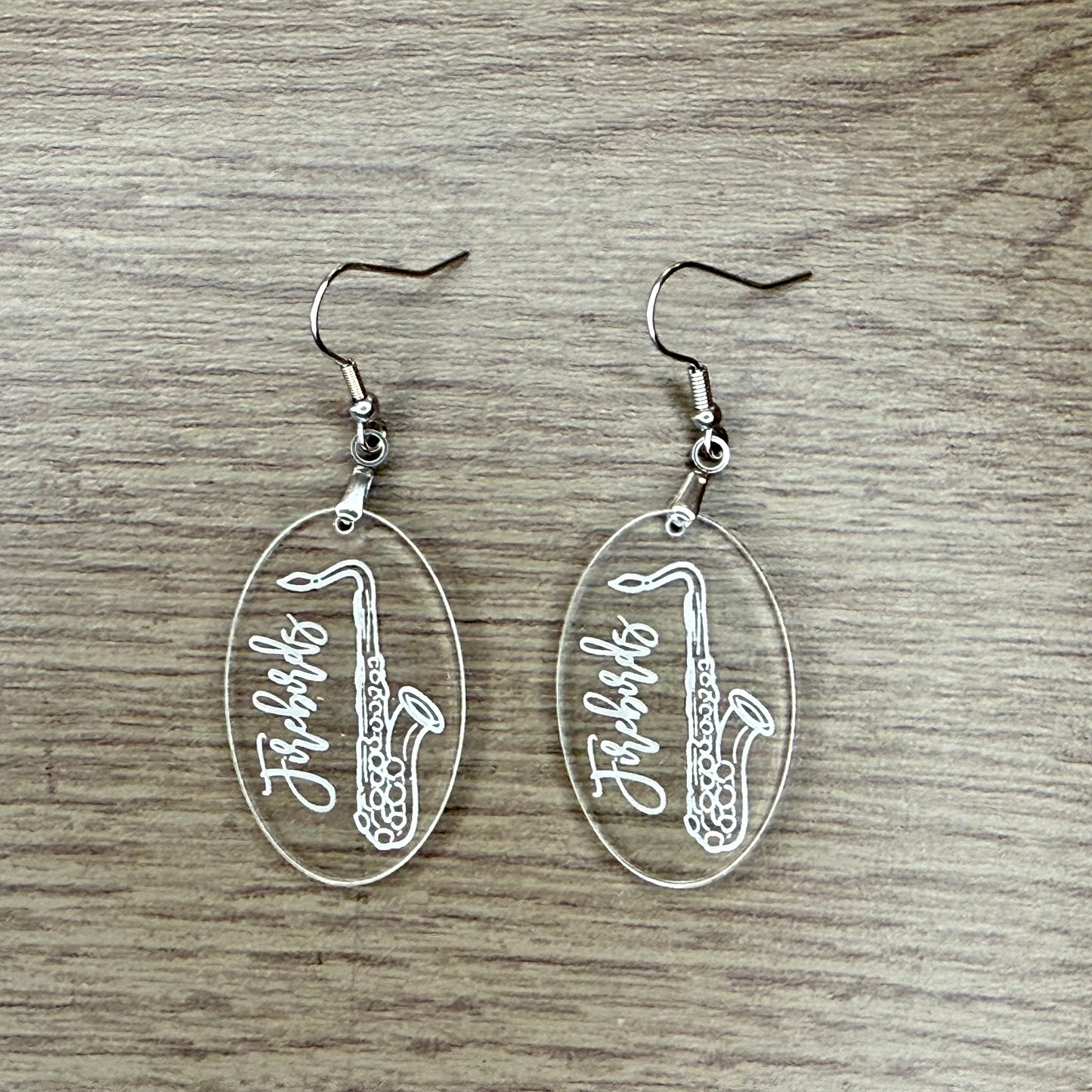 Reversed Engraved Instrument Earrings