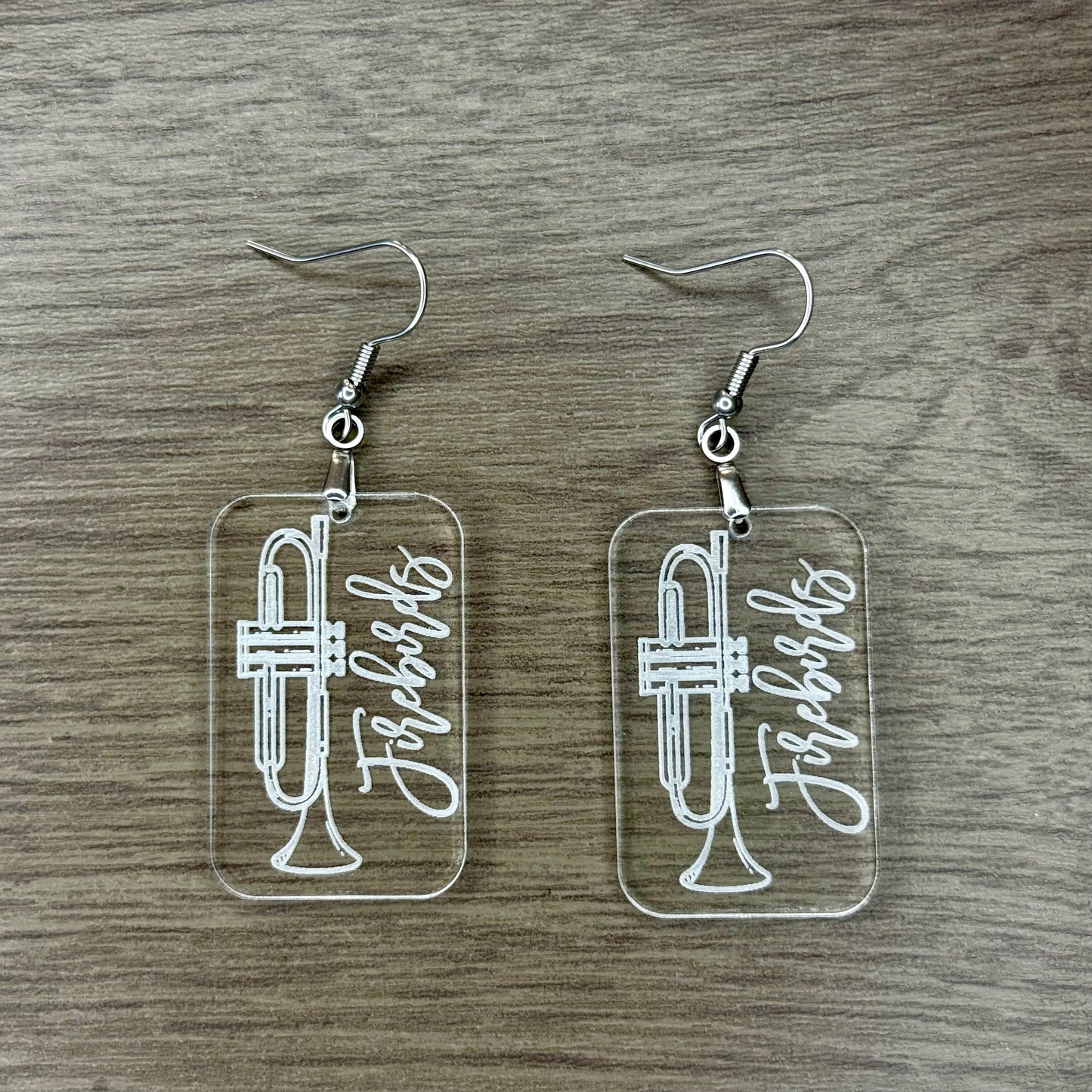 Reversed Engraved Instrument Earrings