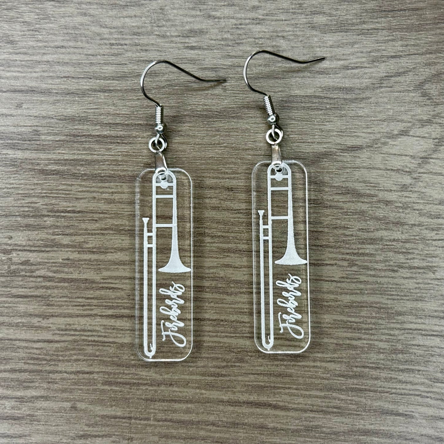 Reversed Engraved Instrument Earrings