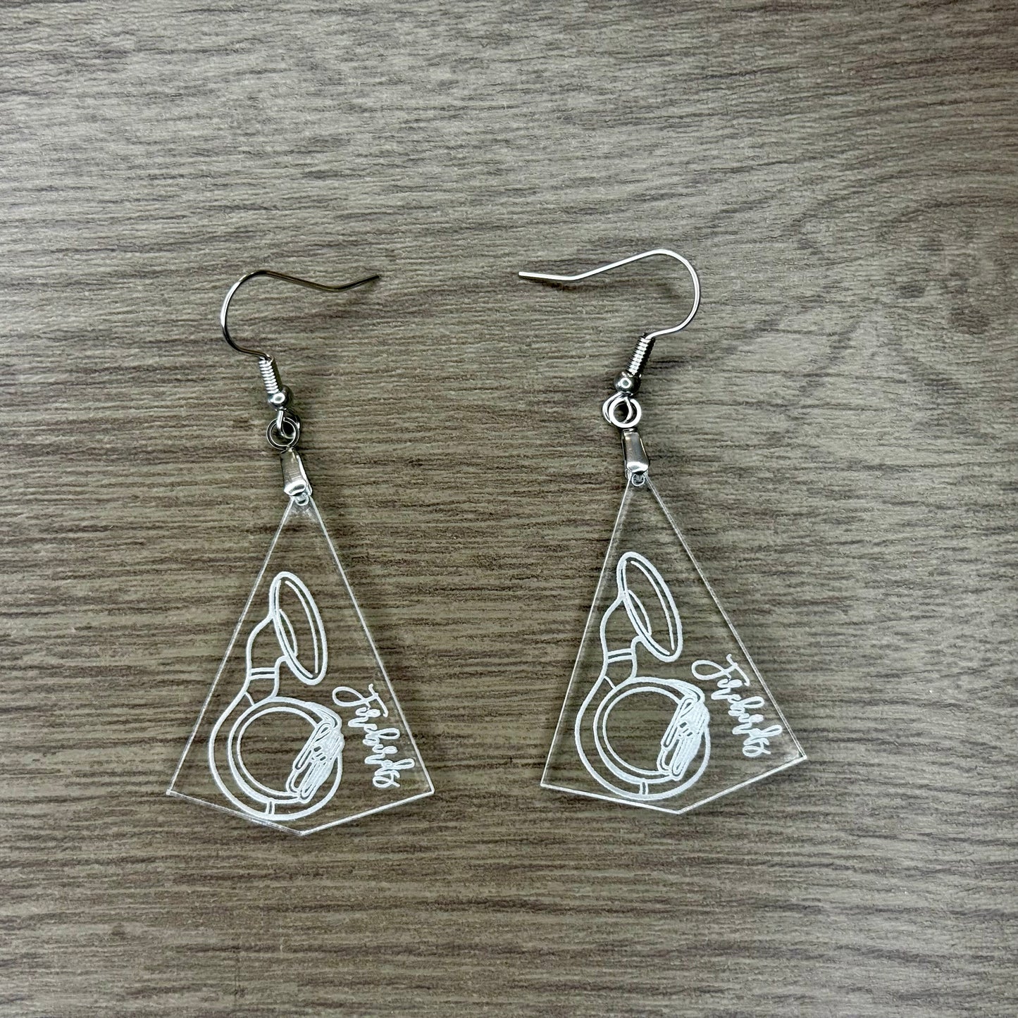 Reversed Engraved Instrument Earrings