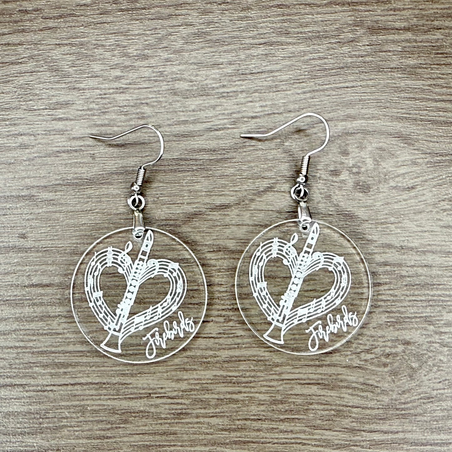 Reversed Engraved Instrument Earrings