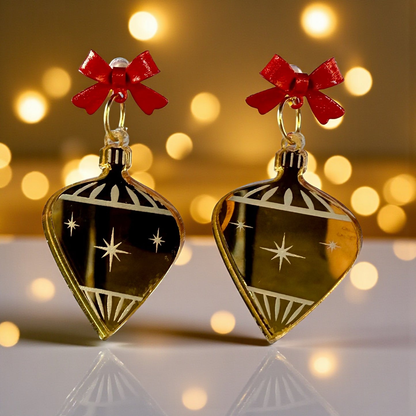 Vintage Gold Mirror Ornament Earrings