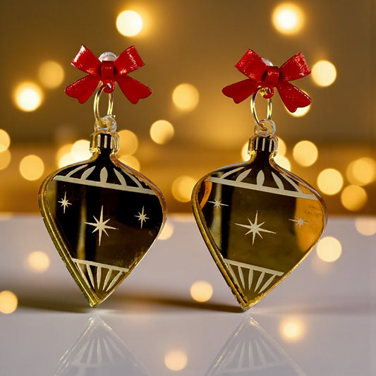 Vintage Gold Mirror Ornament Earrings