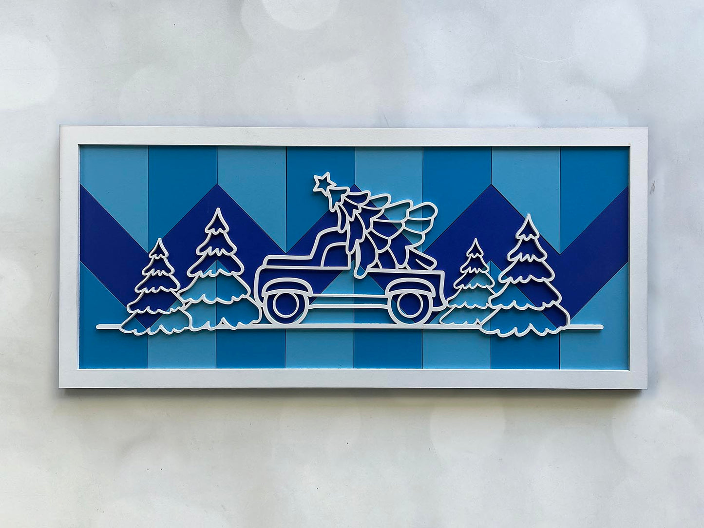 Christmas Tree in a Truck Line Art