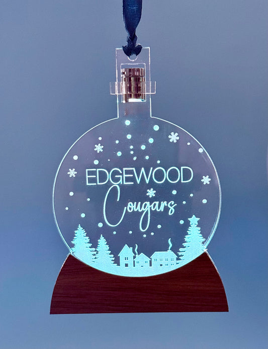 Edgewood Cougars Snow Globe Ornament