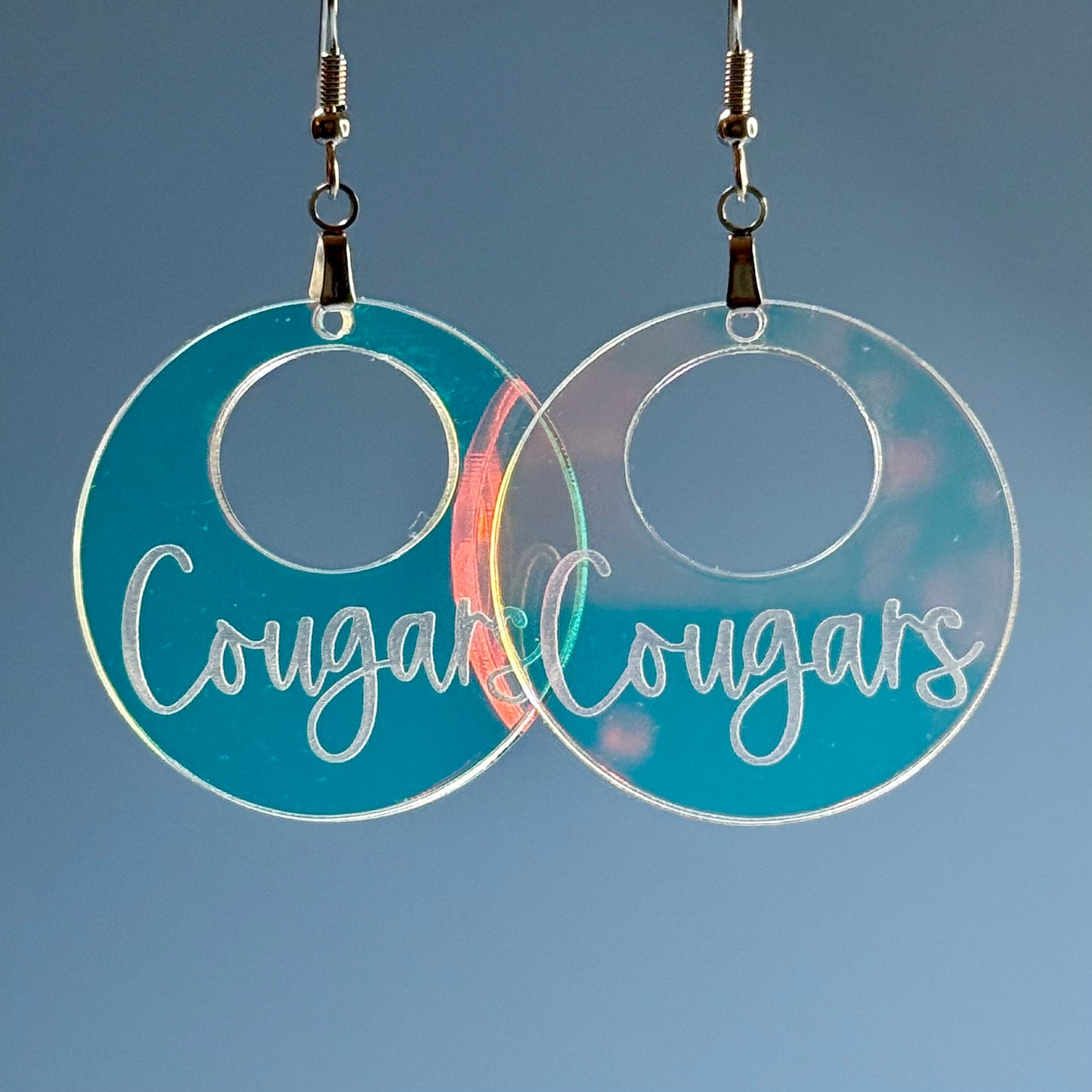 Reverse Engraved Cougar/Edgewood Earrings