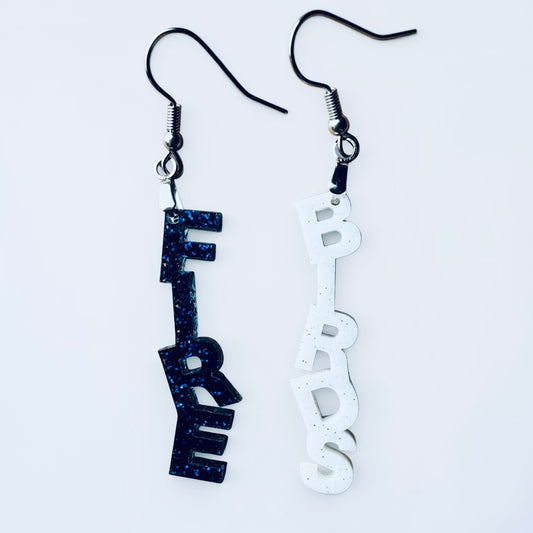 Firebird Stacked Letter Earrings