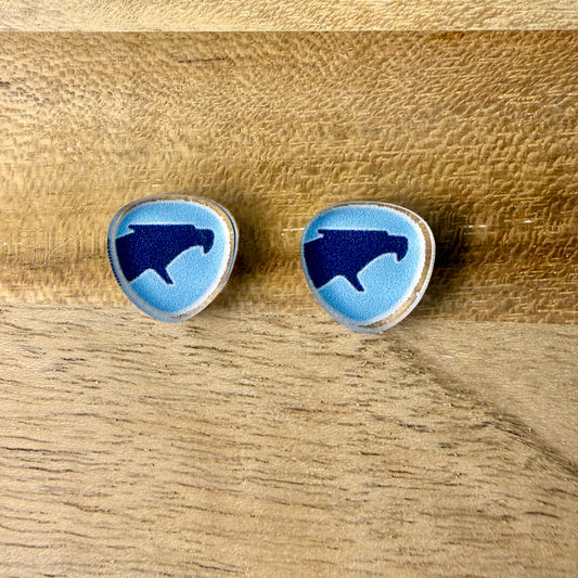 Clear Acrylic Band Logo Stud Earrings
