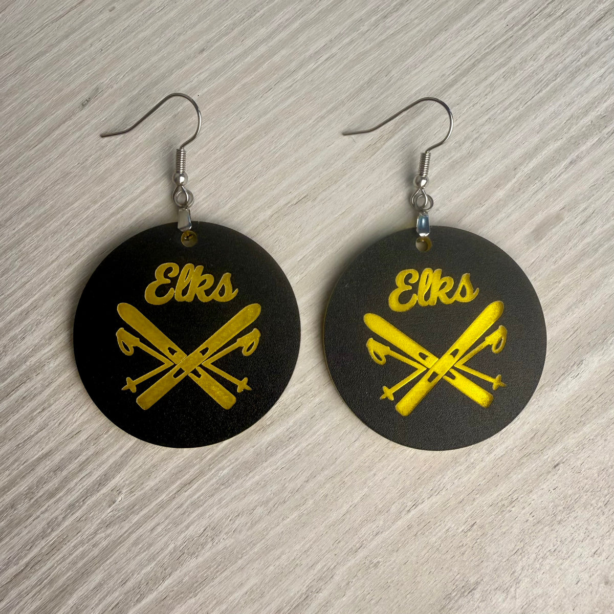 Elks Ski and Rider Club Round Earrings