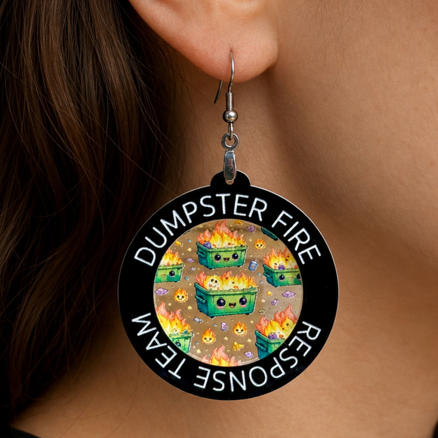 Dumpster Fire Response Team Earrings