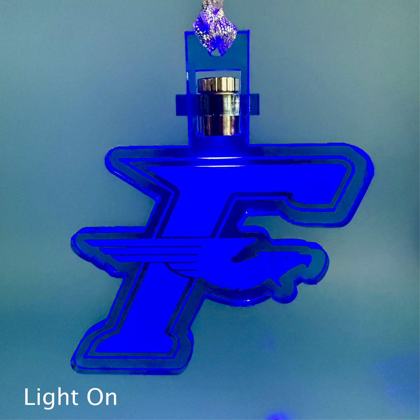 Blue Fairmont "F' Ornament with Light