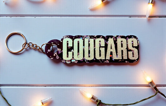 Cougars Stacked Acrylic Keychain