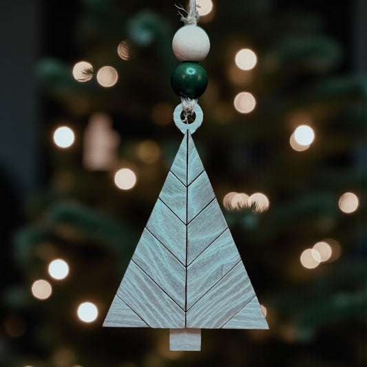 Light Grey Wooden Christmas Tree Ornament
